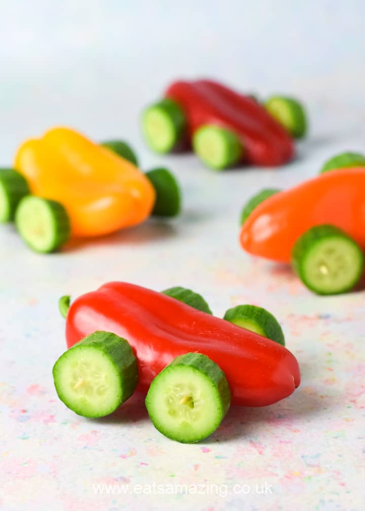 Fun and easy vegetable cars - perfect for car themed party food for kids