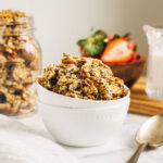 Honey Chia Almond Granola- Made with just 8 pantry ingredients, this nutritious granola comes together quick and easy! With 7 grams of protein per serving, it's perfect for breakfast or a healthy snack. (gluten-free)