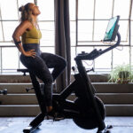 Woman finished with indoor bike workout