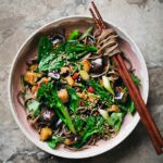 Soba Salad with Miso and Ginger Aubergine + Broccoli —