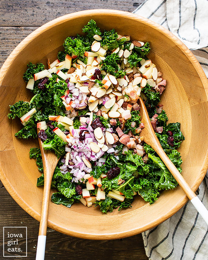kale salad in a mixing bowl