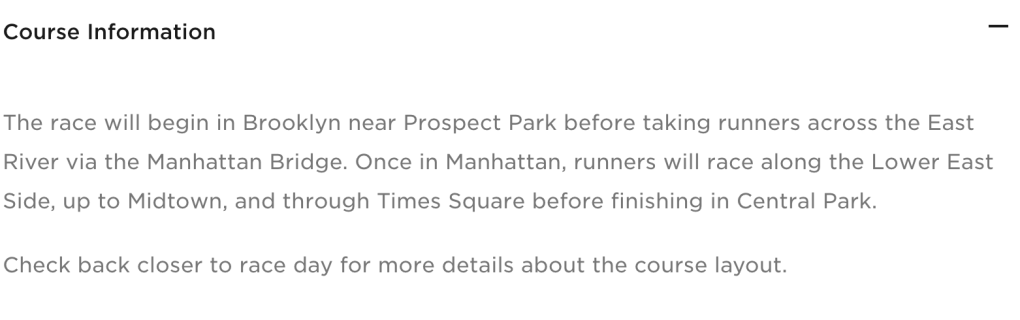 NYC Half Marathon Course Info