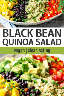 black bean quinoa salad text overlay