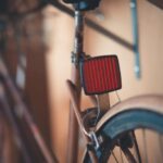 Rear red light on a bicycle