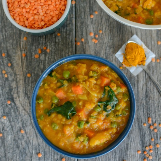 spicy vegetarian red lentil curry