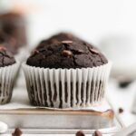 best healthy chocolate muffins – sugar free chocolate muffins with mini chocolate chips – easy recipe – low fat, clean eating