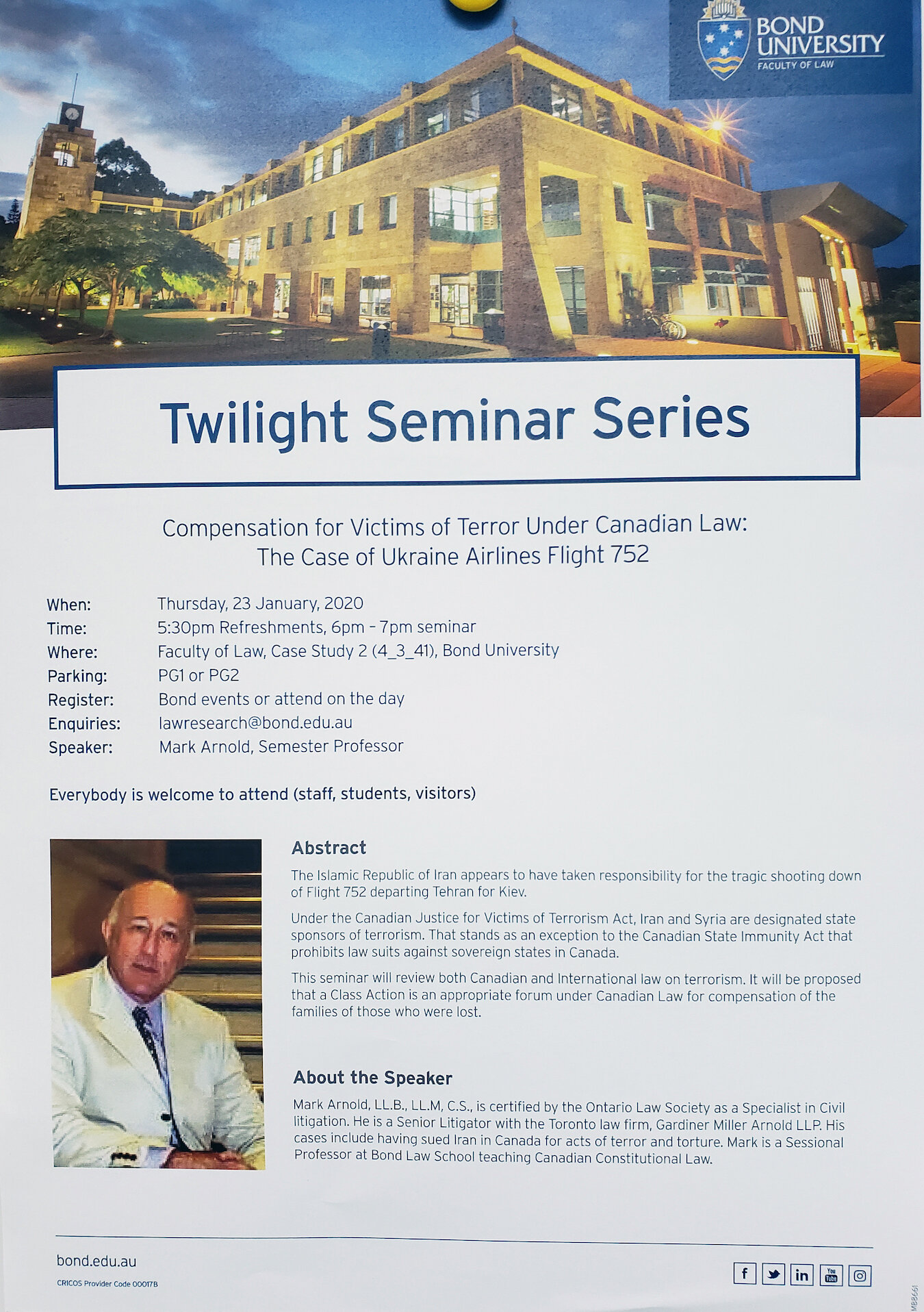 Recent Seminar of Compensating the Victims of Terror — Weinman, Arnold LLP