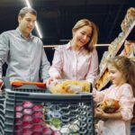 A family shopping for healthy food on a budget