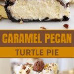 Pinterest graphic with two photos of turtle pie