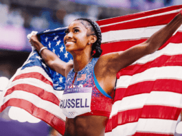 Masai Russell introduced herself to the world with Olympic gold; now, meet her alter ego