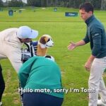 Tom Holland introduces himself to Rory McIlroy