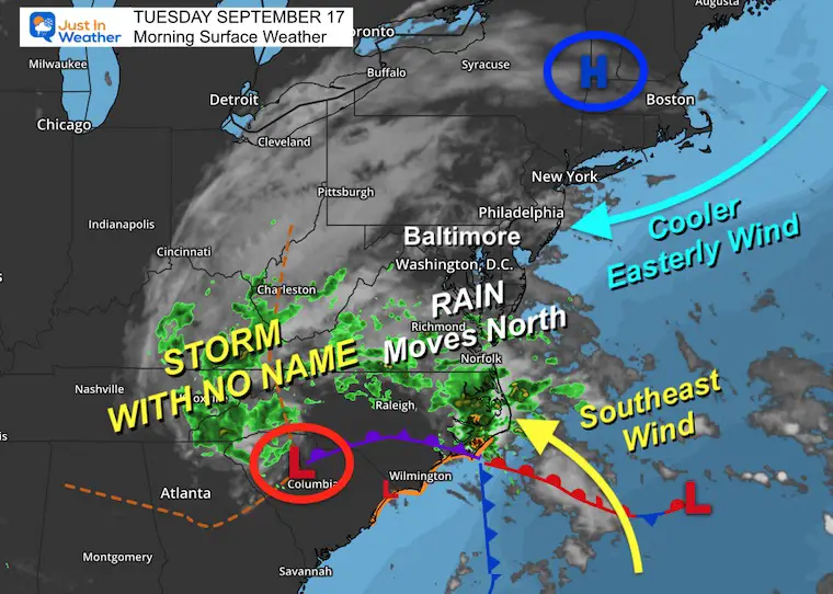 September 17 weather Tuesday morning