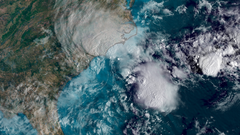 Tropical storm conditions are hitting the Carolinas as Helene threatens to form