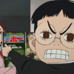 A still of Okarun showing Momo an alien journey in episode 1 of the Dan Da Dan anime